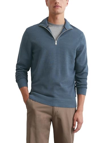 Marc OߴPolo Herren Strickpullover aus Bio-Baumwolle mit Reißverschluss, Blau (Moon Stone), im Sale